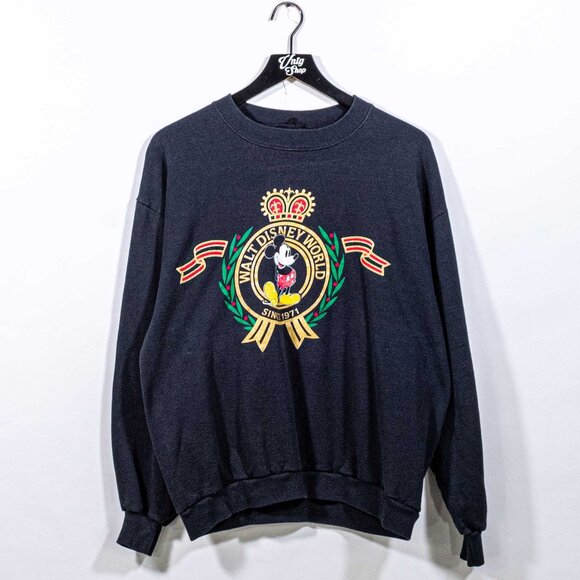 Walt Disney World Mickey Mouse Crest Sweatshirt Medium VTG 90s Cartoon